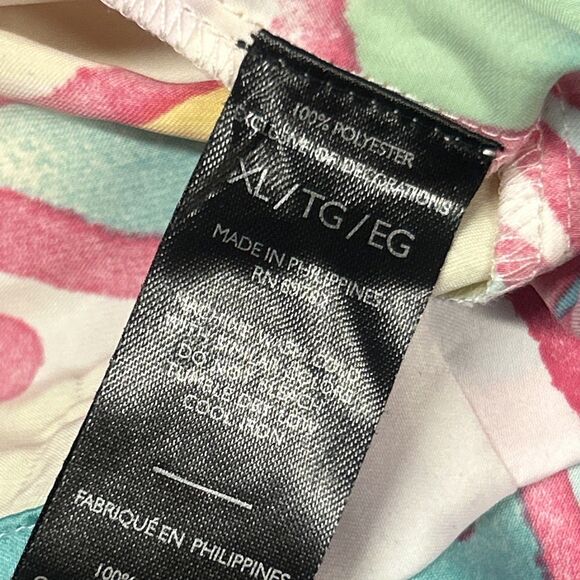 Natori Nightgown Slip Dress Robe Womens XL 1X White Pink Turquoise Silky Floral - Picture 12 of 12